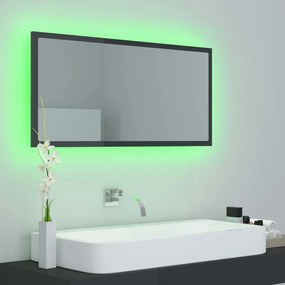 Καθρέφτης Μπάνιου με LED Γυαλ. Γκρι 90x8,5x37 εκ. Ακρυλικός - Γκρι