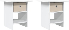 vidaXL Κομοδίνο 2 τεμ. Λευκό 41 x 40 x 45 εκ Επεξεργασμένο Ξύλο