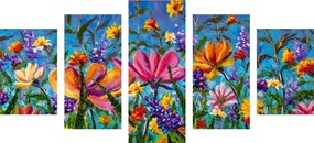 5 μέρη εικόνα χρωματιστά λουλούδια στο λιβάδι - 200x100