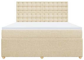 Κρεβάτι Boxspring με Στρώμα Κρεμ 180x200 εκ. Υφασμάτινο - Κρεμ