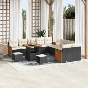 vidaXL Σετ Καναπέ Κήπου 13 pcs Μαύρο και κρεμ 80 x 80 x 71 cm