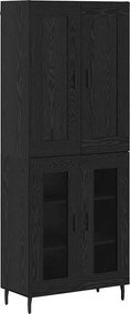 vidaXL Highboard 2 pcs Μαύρη Οξυά Επεξεργασμένο ξύλο