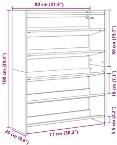 Ράφι παπουτσιών Artisan Oak 80x25x100 cm Κατασκευασμένο ξύλο - Καφέ