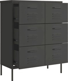 vidaXL Συρταριέρα Ανθρακί 80 x 35 x 101,5 εκ. από Ατσάλι