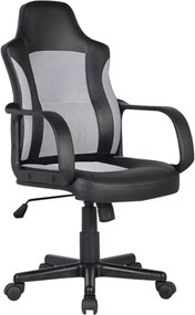 BF2850 Πολυθρόνα Γραφείου Διευθυντή, Mesh Γκρι, PU Μαύρο   1τμχ