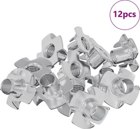 vidaXL Πριονωτό T-nut 12 pcs Ασημί M6 χιλ. Ατσάλι