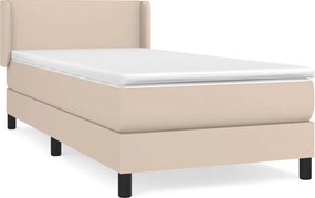vidaXL Κρεβάτι Boxspring με Στρώμα Καπουτσίνο 90x190εκ.από Συνθ. Δέρμα