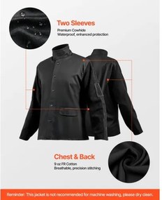 VEVOR FR Welding Jacket M Size Heavy Duty Cowhide Leather &amp; 9oz FR Cotton