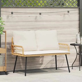 vidaXL Παγκάκι κήπου με μαξιλάρι Καφέ 114 x 64 x 78εκ Μέταλλο