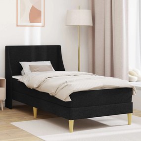 vidaXL Σκελετός κρεβατιού με στρώμα Μαύρο 90 x 200 cm Πολυεστέρας