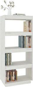 vidaXL Βιβλιοθήκη/Διαχωριστικό Χώρου Λευκό 60x35x135 εκ. Μασίφ Πεύκο