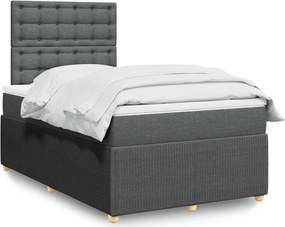 vidaXL Κρεβάτι Boxspring με Στρώμα Σκούρο Γκρι 120x190 εκ Υφασμάτινο