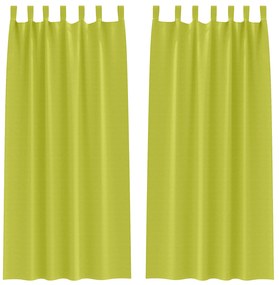vidaXL Κουρτίνες με κουρτίνες 2 pcs Λαχανί 260 x 140 εκ. Πολυεστέρας