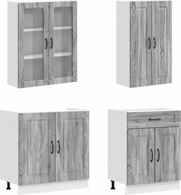 vidaXL Μονάδα κουζίνας KALMAR 8 pcs Γκρι Sonoma Επεξεργασμένο Ξύλο