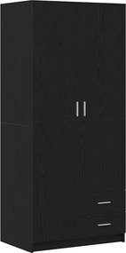 vidaXL Ντουλάπι Μαύρη Οξυά 80 x 52 x 180 εκ Επεξεργασμένο ξύλο