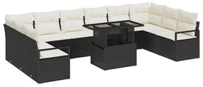 vidaXL Σετ Καναπέ Κήπου 11 pcs Μαύρο και κρεμ 100 x 55 x 73 εκ