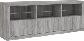 vidaXL Μπουφές με LED Γκρι Sonoma 181,5x37x67 εκ.