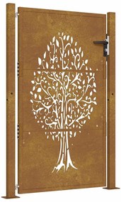 vidaXL Πόρτα Κήπου με Σχέδιο Δέντρου από Ατσάλι Corten 100x150 εκ.