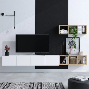 Σύνθεση Τηλεόρασης Λευκό / Δρυς MOCO 215x32x25