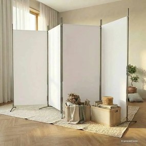 vidaXL Διαχωριστικό Δωματίου με 4 Πάνελ Λευκό 346x180 εκ. από Ύφασμα