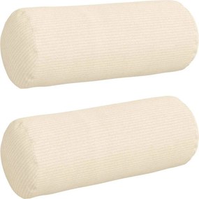vidaXL Μαξιλάρια Στήριγμα 2 pcs Κρεμ Ø 15 x 40 εκ Υφασμάτινο Κορντουρά