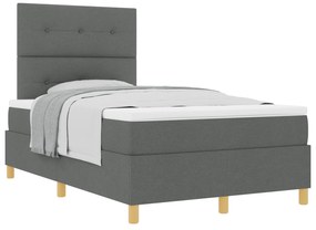 vidaXL Κρεβάτι Box Spring με Στρώμα Σκούρο Γκρι 120x200 εκ Ύφασμα