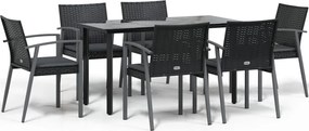 vidaXL Σετ Τραπεζαρίας Κήπου 7 τεμ. Συνθ. Ρατάν / Ατσάλι με Μαξιλάρια