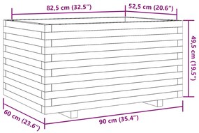 Ζαρντινιέρα Κήπου 90x60x49,5 εκ από Μασίφ Ξύλο Πεύκου - Καφέ