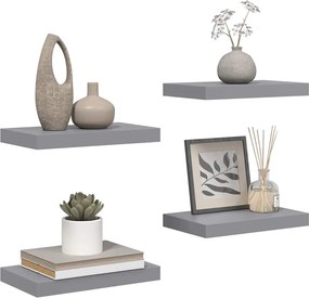 vidaXL Ράφια Τοίχου 4 τεμ. Γκρι 40x23,5x3,8 εκ. MDF