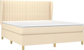 vidaXL Κρεβάτι Boxspring με Στρώμα Κρεμ 160x200 εκ. Υφασμάτινο