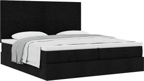 vidaXL Οθωμανικό κρεβάτι με στρώματα Μαύρο 160x200cm Ύφασμα