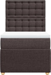vidaXL Κρεβάτι Boxspring με Στρώμα Σκούρο Καφέ 90x190 εκ. Υφασμάτινο