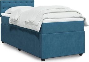 vidaXL Κρεβάτι Boxspring με Στρώμα Μπλε 90x200 εκ. Βελούδινο