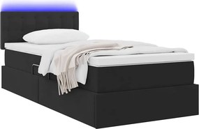 vidaXL LED Κρεβάτι αποθήκευσης με στρώμα Μαύρο 100 x 200 cm Βελούδο