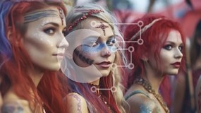 Intra Συλλεκτικό Ξύλινο Παζλ Plywood 4mm - Πολύχρωμη ομάδα γυναικών στο μουσικό φεστιβάλ Σε Ξύλινο Κουτί - Διαστάσεις Puzzle: 10x10 cm – 25 κομμάτια