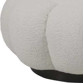 Σκαμπό Nester pakoworld μπουκλέ ύφασμα σε λευκή απόχρωση Φ60x31εκ