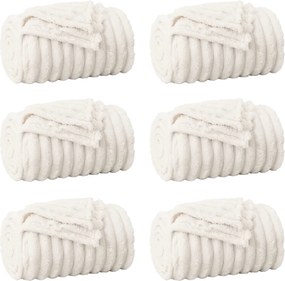 vidaXL Ριχτάρια 6 pcs Κρεμ 200 x 150 cm Μαλλί