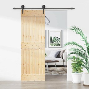 vidaXL Συρόμενη Πόρτα Φυσικό και Μαύρο 70 x 210 cm