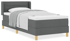 vidaXL Κρεβάτι με Στρώμα Σκούρο Γκρι 90x200 εκ. Υφασμάτινο