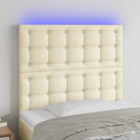 vidaXL Κεφαλάρι Κρεβατιού LED Κρεμ 90x5x118/128 εκ