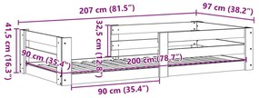Σκελετός Κρεβατιού Χωρίς Στρώμα 90x200 εκ Μασίφ Ξύλο Πεύκου - Καφέ