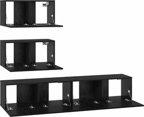 vidaXL Σετ επίπλου τηλεόρασης 4 pcs Μαύρη Δρυς Επεξεργασμένο Ξύλο