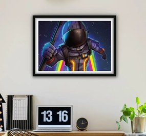 Πόστερ &amp; Κάδρο Fortnite - Rainbow Astronaut Of Death GM036 30x40cm Μαύρο Ξύλινο Κάδρο (με πόστερ)