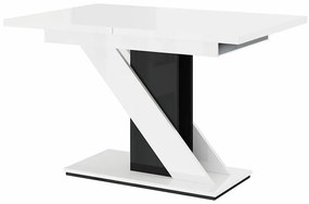 Τραπέζι Goodyear 105, Γυαλιστερό λευκό, Γυαλιστερό μαύρο, 76x80x120cm, 52 kg, Επιμήκυνση, Πλαστικοποιημένη μοριοσανίδα | Epipla1.gr