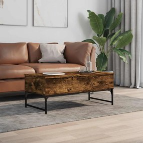 vidaXL Τραπεζάκι Σαλονιού Καπνιστή Δρυς 100x50x40 εκ. Επ. Ξύλο&amp;Μέταλλο