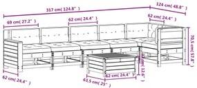 Σαλόνι Κήπου 7 τεμ. Λευκό από Μασίφ Ξύλο Πεύκου με Μαξιλάρια - Λευκό