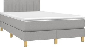 vidaXL Κρεβάτι Boxspring με Στρώμα &amp; LED Αν.Γκρι 120x190εκ. Υφασμάτινο