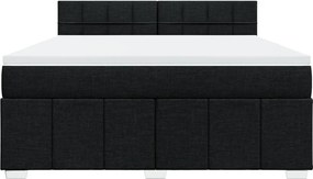 vidaXL Κρεβάτι Boxspring με Στρώμα Μαύρο 180x200 εκ. Υφασμάτινο