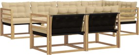 vidaXL Σειρά Καναπέ Εξωτερικού με μαξιλάρι 7 pcs Λευκό και Μπεζ