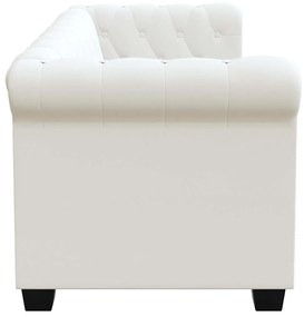 vidaXL Καναπές Διθέσιος Chesterfield Λευκός από Συνθετικό Δέρμα